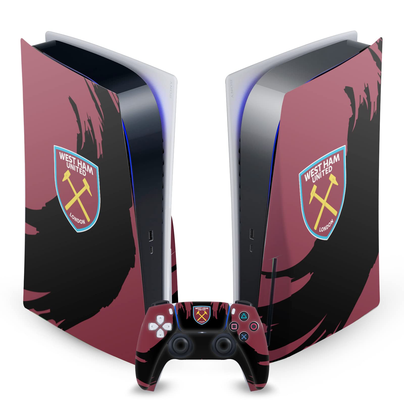 Head Case Designs Officially Licensed West Ham United FC Sweep Stroke Art Vinyl Faceplate Sticker Gaming Skin Decal Compatible with Sony Playstation 5 PS5 Disc Edition Console & DualSense Controller