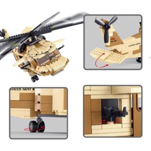 DAHONPA UH-60L Medium Utility Helicopter Black Hawk Military Army Airplane Building Bricks Set with 4 Figure, 439 Pieces Air-Force Build Blocks Toy, Gift for Kid and Adult.