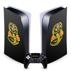 head case designs officially licensed cobra kai classic logo iconic vinyl faceplate sticker gaming skin decal compatible with sony playstation 5 ps5 digital edition console and dualsense controller