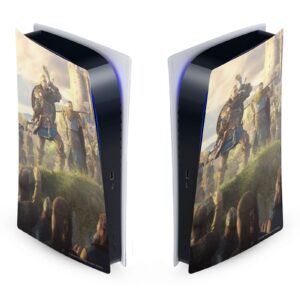 head case designs officially licensed assassin's creed female eivor raid leader valhalla key art vinyl faceplate gaming skin decal compatible with sony playstation 5 ps5 digital edition console