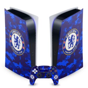 Head Case Designs Officially Licensed Chelsea Football Club Camouflage Mixed Logo Vinyl Faceplate Gaming Skin Decal Compatible with Sony PlayStation 5 PS5 Digital Console and DualSense Controller