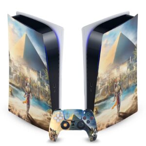 head case designs officially licensed assassin's creed key art bayek origins graphics vinyl faceplate gaming skin decal compatible with sony playstation 5 ps5 digital console and dualsense controller