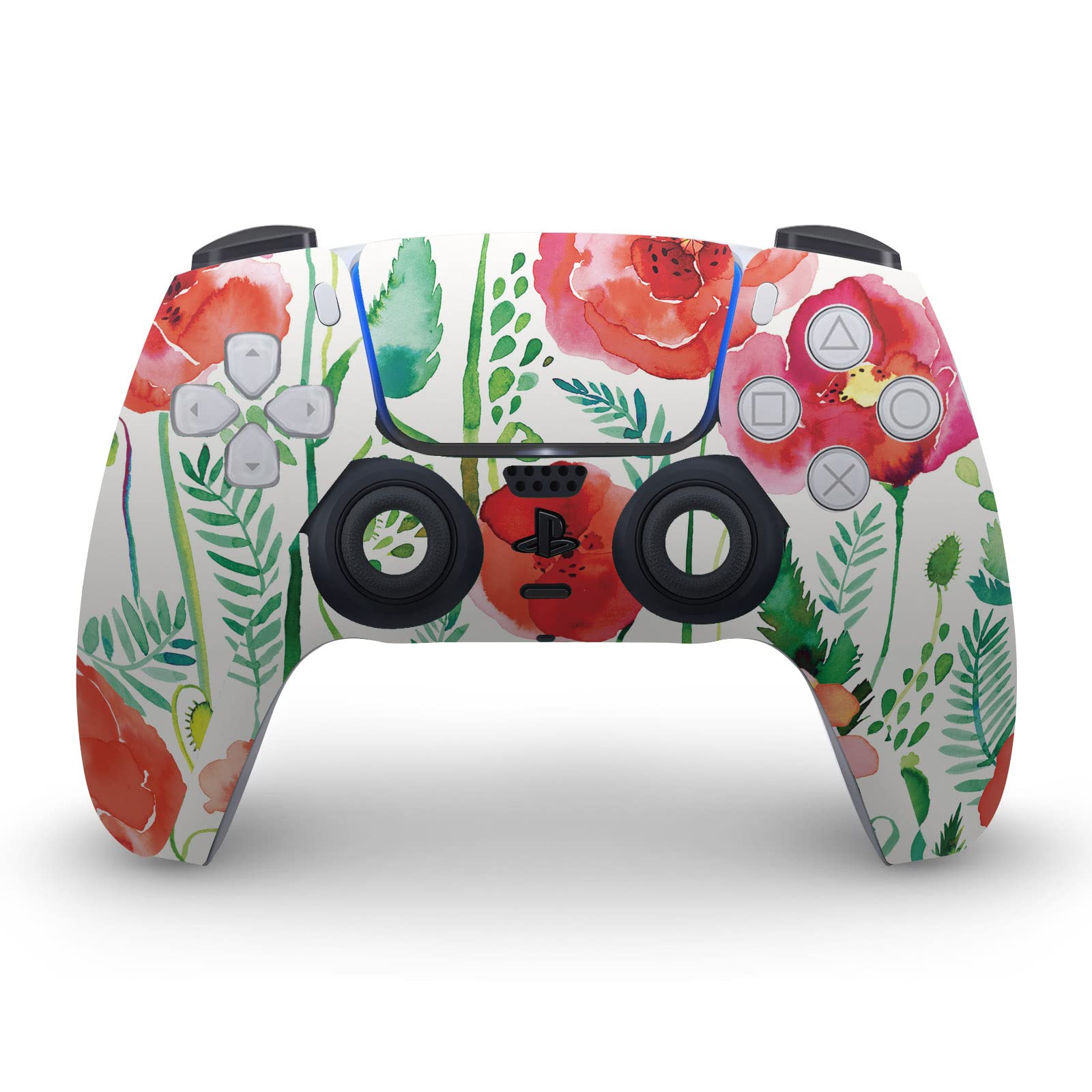 Head Case Designs Officially Licensed Ninola Red Flower Assorted Vinyl Faceplate Sticker Gaming Skin Decal Cover Compatible With Sony PlayStation 5 PS5 Digital Edition Console and DualSense Controller