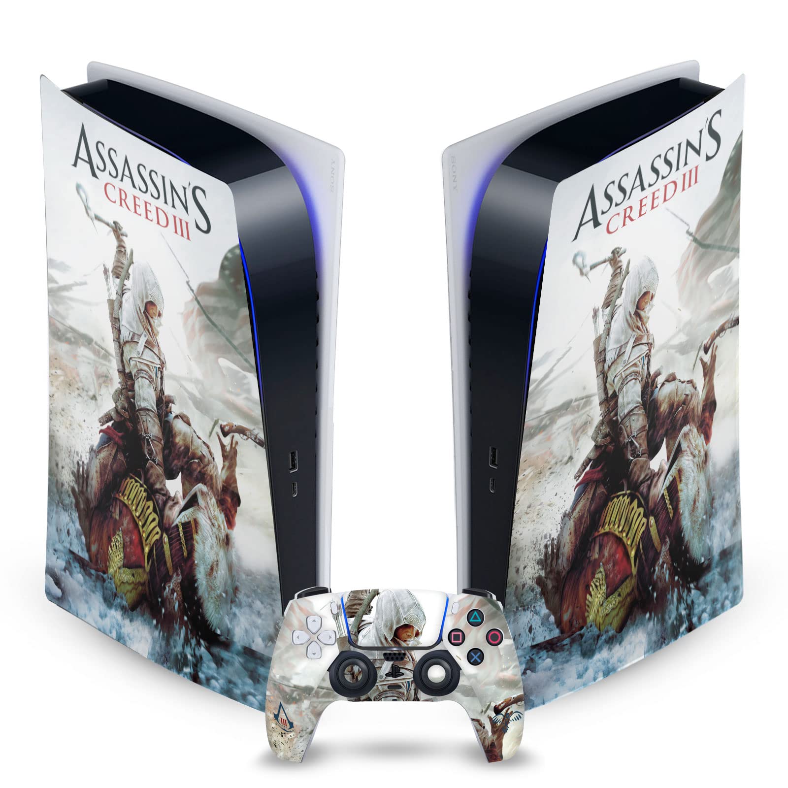 Head Case Designs Officially Licensed Assassin's Creed Game Cover III Graphics Vinyl Faceplate Gaming Skin Decal Compatible With Sony PlayStation 5 PS5 Digital Edition Console and DualSense Controller