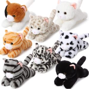 libima 8 pcs cat stuffed animals bulk 8 inch plush kittens cat theme party favors carnival awards birthday party gifts assorted cute pet toys party decor(lying)