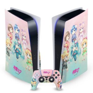 head case designs officially licensed hatsune miku characters graphics vinyl faceplate sticker gaming skin decal compatible with sony playstation 5 ps5 disc edition console & dualsense controller