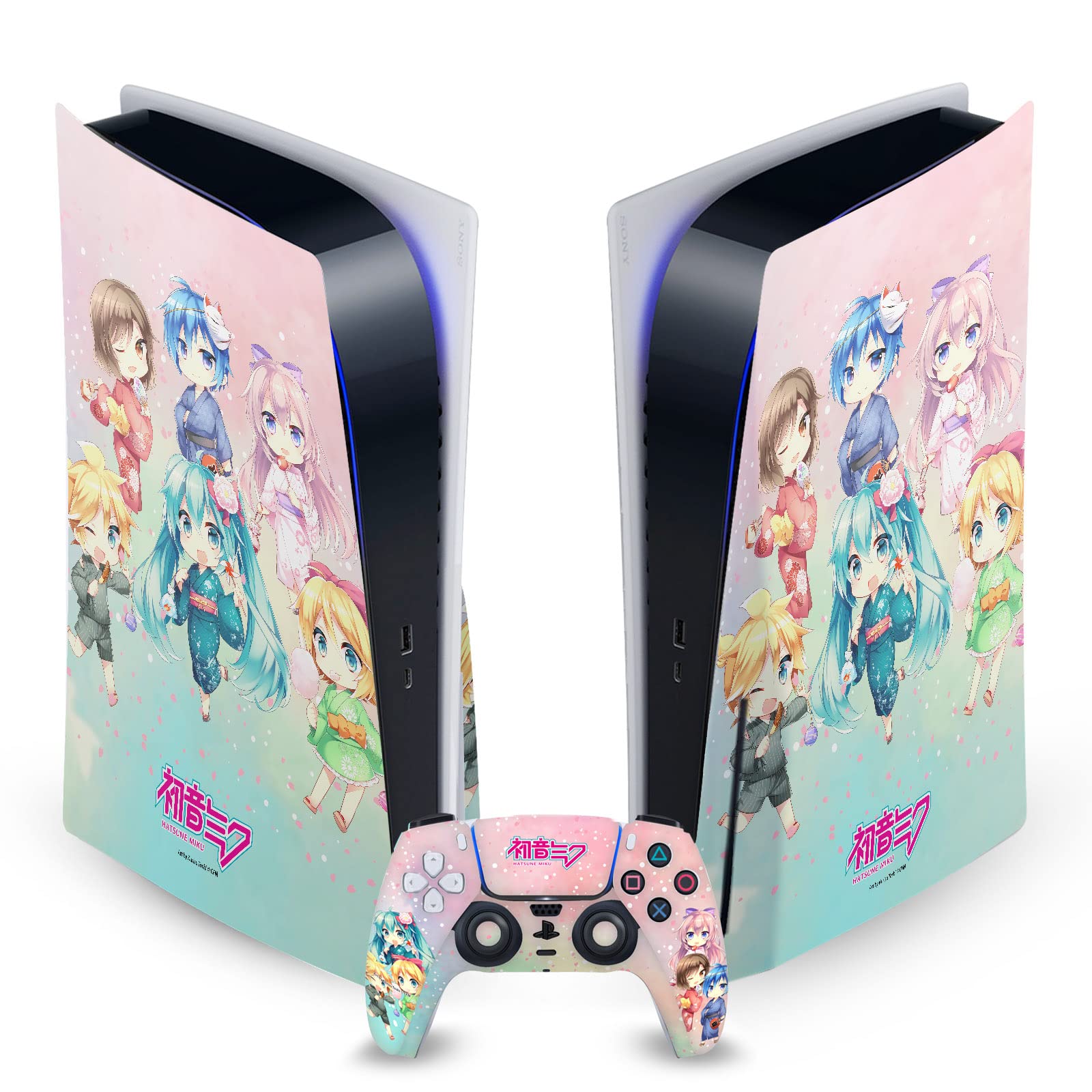 Head Case Designs Officially Licensed Hatsune Miku Characters Graphics Vinyl Faceplate Sticker Gaming Skin Decal Compatible With Sony PlayStation 5 PS5 Disc Edition Console & DualSense Controller