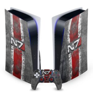 Head Case Designs Officially Licensed EA Bioware Mass Effect N7 Logo Distressed Graphics Vinyl Faceplate Gaming Skin Decal Compatible With Sony PlayStation 5 PS5 Disc Console & DualSense Controller