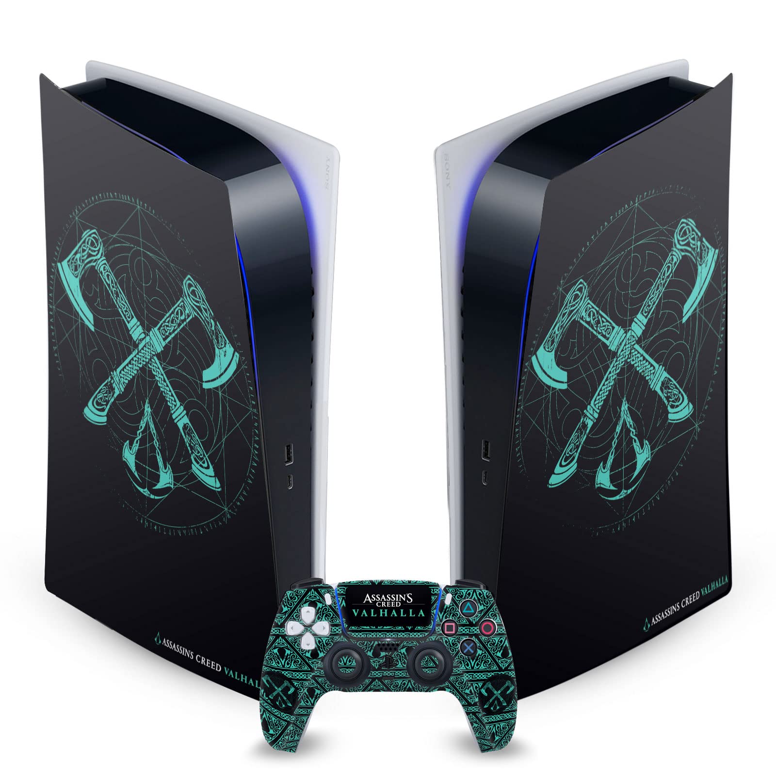 Head Case Designs Officially Licensed Assassin's Creed Dual Axes Valhalla Key Art Vinyl Faceplate Gaming Skin Decal Compatible With Sony PlayStation 5 PS5 Digital Console and DualSense Controller