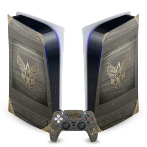 head case designs officially licensed assassin's creed wood and gold chest black flag graphics vinyl faceplate sticker gaming skin decal cover compatible with sony ps5 digital & dualsense