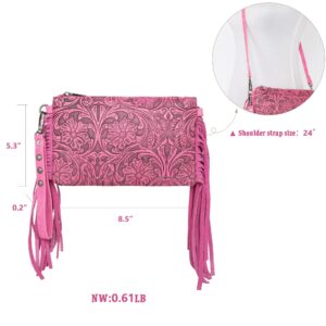 Western Fringe Small Crossbody Bag Vintage Cowhide Hair on Clutch Handbags Cowgirl Leather Shoulder Purse MBB-MW1217-181HPK