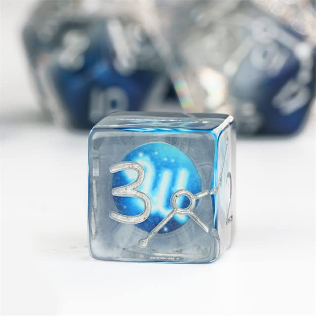 Twelve Blue Constellation DND Resin Dice Set for Dungeons and Dragons, D&D, D20, D and D, Polyhedral Resin Dice, Dungeons and Dragons Gifts, Accessories