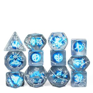 Twelve Blue Constellation DND Resin Dice Set for Dungeons and Dragons, D&D, D20, D and D, Polyhedral Resin Dice, Dungeons and Dragons Gifts, Accessories