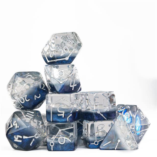 Twelve Blue Constellation DND Resin Dice Set for Dungeons and Dragons, D&D, D20, D and D, Polyhedral Resin Dice, Dungeons and Dragons Gifts, Accessories