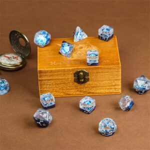 Twelve Blue Constellation DND Resin Dice Set for Dungeons and Dragons, D&D, D20, D and D, Polyhedral Resin Dice, Dungeons and Dragons Gifts, Accessories