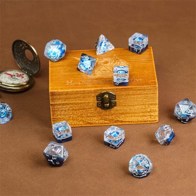 Twelve Blue Constellation DND Resin Dice Set for Dungeons and Dragons, D&D, D20, D and D, Polyhedral Resin Dice, Dungeons and Dragons Gifts, Accessories