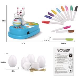 Engfa Easter Egg Decorating Kit, Bunny Spinner, Easter Crafts and Decoration Machine with 12 Dying Markers 30 Plastic Fake Eggs and Slings, Kids Easter Basket Stuffers Gifts