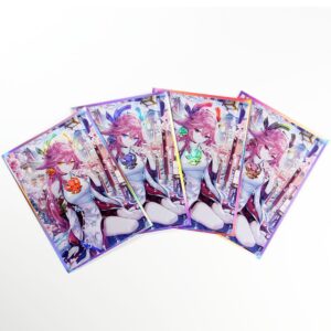 60ct (Yae Miko) 67x 92 mm Holographic Flashing Top Loading Trading Card Sleeves Deck Protector for MTG/TCG/PTCG Art Anime Printing Card Sleeves Protectors