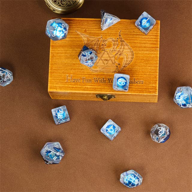 Twelve Blue Constellation DND Resin Dice Set for Dungeons and Dragons, D&D, D20, D and D, Polyhedral Resin Dice, Dungeons and Dragons Gifts, Accessories