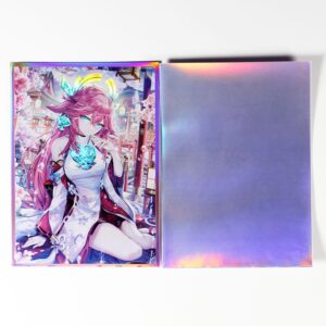 60ct (Yae Miko) 67x 92 mm Holographic Flashing Top Loading Trading Card Sleeves Deck Protector for MTG/TCG/PTCG Art Anime Printing Card Sleeves Protectors