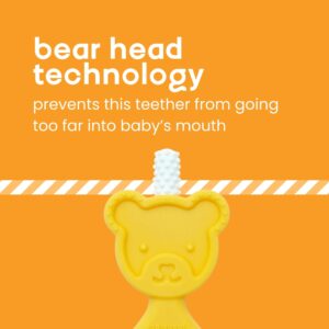 oogiebear 360˚ Teether - Safe Teething Toys for Babies 3 Months and Older | Soft Bristle Teddy Bear Silicone Teether | Super Soft BPA-Free Silicone Teether Toy - Yellow