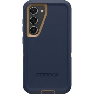 otterbox galaxy s23 defender series case - blue suede shoes (blue), rugged & durable, with port protection, includes holster clip kickstand