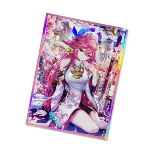 60ct (Yae Miko) 67x 92 mm Holographic Flashing Top Loading Trading Card Sleeves Deck Protector for MTG/TCG/PTCG Art Anime Printing Card Sleeves Protectors