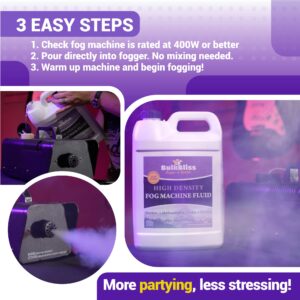 BulkBliss Fog Machine Fluid, Indoor Liquid Formula for Parties and Events, High Density Smoke, 1 Gallon