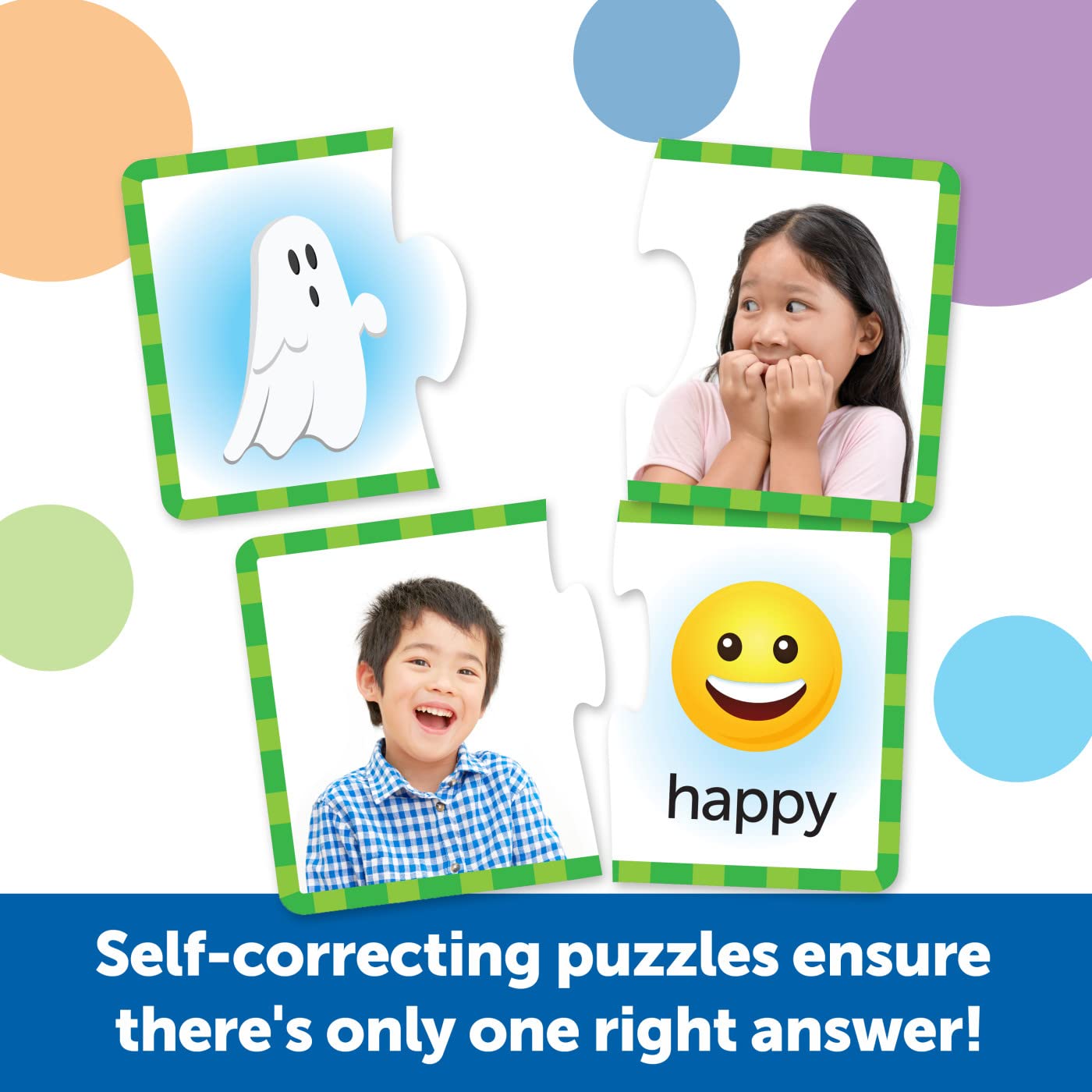 Learning Resources Feelings & Emotions Puzzle Cards, 48 Pieces, Ages 3+, Social Skills Toys, Speech Therapy Materials, Social Emotional Learning Toys and Games for Kids