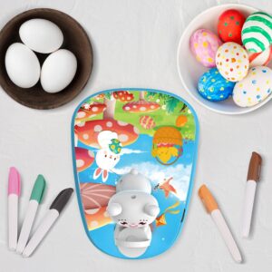 Engfa Easter Egg Decorating Kit, Bunny Spinner, Easter Crafts and Decoration Machine with 12 Dying Markers 30 Plastic Fake Eggs and Slings, Kids Easter Basket Stuffers Gifts