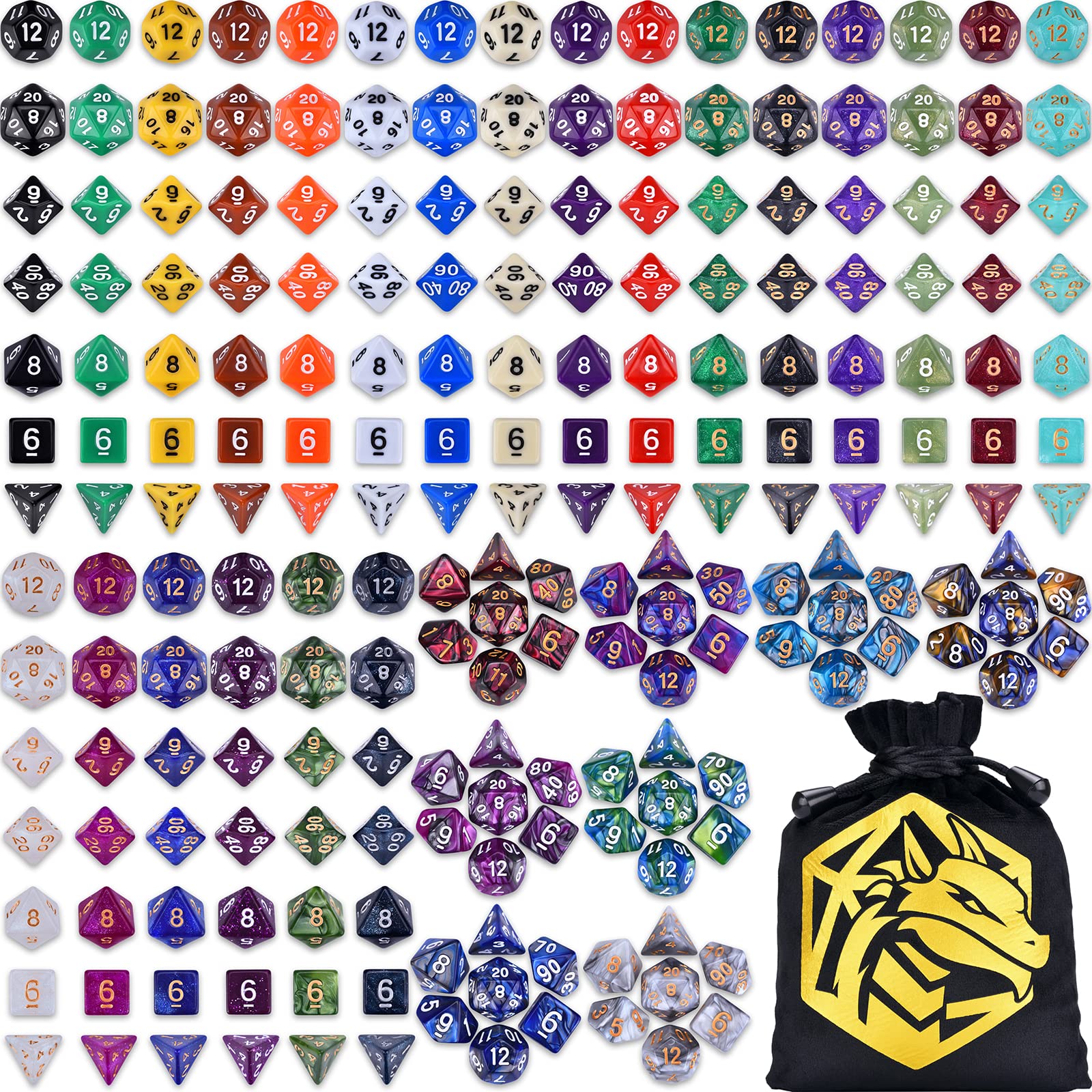 Amiven DND Dice Sets 30 x 7 (210pcs) Polyhedral RPG Dice for Dungeons and Dragons Tabletop Role Playing Adventure Games, with a Large Drawstring Bag