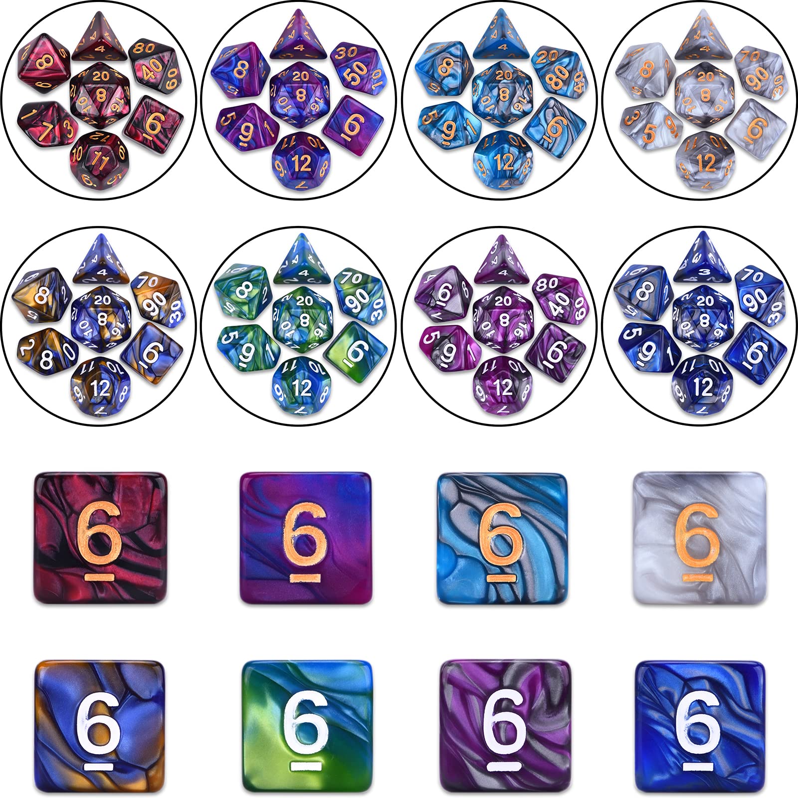 Amiven DND Dice Sets 30 x 7 (210pcs) Polyhedral RPG Dice for Dungeons and Dragons Tabletop Role Playing Adventure Games, with a Large Drawstring Bag