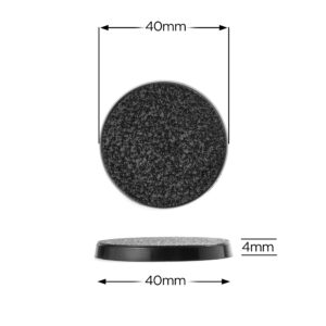 EasyPegs 40mm Textured Plastic Round Bases or 1.57 inch Wargames Table Top Games 100 Count