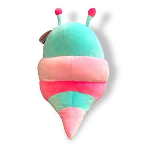 Squishmallows Official Kellytoy 8 Inch Fluxie Caterpillar Multi Color Pink & Green Stripes Embroidered Rose Cheeks White Belly with Hearts- 2023 Valentine’s Squad Stuffed Animal Toy Plush Doll.