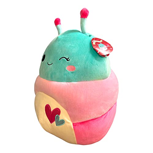 Squishmallows Official Kellytoy 8 Inch Fluxie Caterpillar Multi Color Pink & Green Stripes Embroidered Rose Cheeks White Belly with Hearts- 2023 Valentine’s Squad Stuffed Animal Toy Plush Doll.