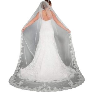 miureal bride veil wedding veils for brides 118" long bridal cathedral veil 1 tier tulle bridal veils with comb