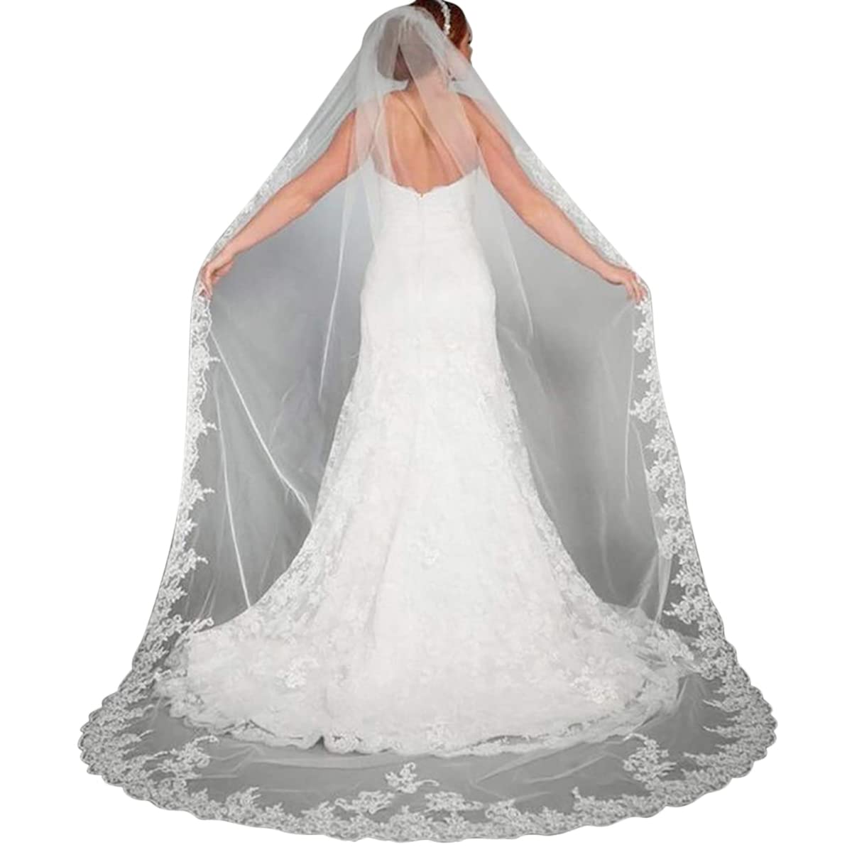 Miureal Bride Veil Wedding Veils for Brides 118" Long Bridal Cathedral Veil 1 Tier Tulle Bridal Veils with Comb