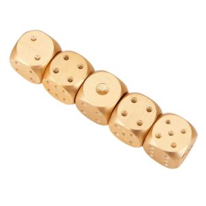 Dice Set with Box, 5pcs Aluminium Alloy Dices Set with Storage Box Suitable for a Variety of Table Games, Poker, Monopoly, etc(Square-Gold)