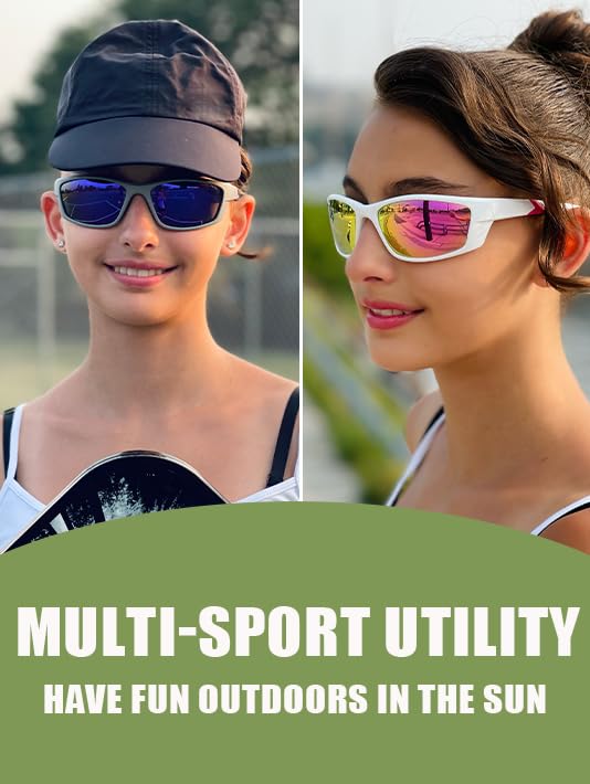 Myiaur Polarized Sports Sunglasses for Women Men UV Protection Mirrored Lens Sturdy Stylish Wrap Around Shades M8140