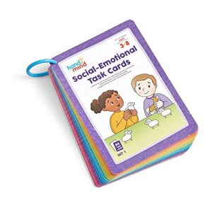 hand2mind social emotional task cards for ages 3+, social emotional learning, play therapy toys for counselors, social skills activities for kids, conversation starters, emotional regulation for kids