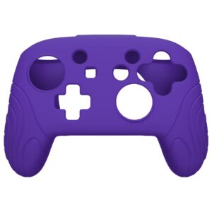 PlayVital Samurai Edition Ergonomic Silicone Skin Protective Case for Nintendo Switch Pro Controller, Soft Anti-Slip Controller Grip Protector for Nintendo Switch Pro with Thumb Grip Caps - Purple