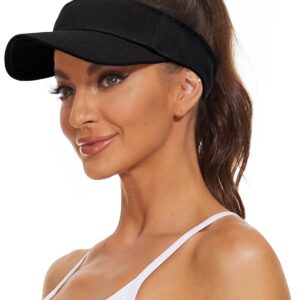 Komorebi Visors for Women Mens Sun Visors with UV Protection Sports Sun Visor Hats Tennis Golf Adjustable Sun Cap 01 Black One Size