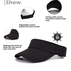 Komorebi Visors for Women Mens Sun Visors with UV Protection Sports Sun Visor Hats Tennis Golf Adjustable Sun Cap 01 Black One Size