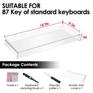 Gaming Keyboard Dust Cover Mechanical Keyboard Cover Premium Clear Acrylic Keypads Cover for 80% Compact 87 Key for Mechanical Gaming Wireless Portable Keyboard (L14'' * W5.1'' * H1'')