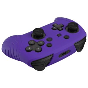 PlayVital Samurai Edition Ergonomic Silicone Skin Protective Case for Nintendo Switch Pro Controller, Soft Anti-Slip Controller Grip Protector for Nintendo Switch Pro with Thumb Grip Caps - Purple