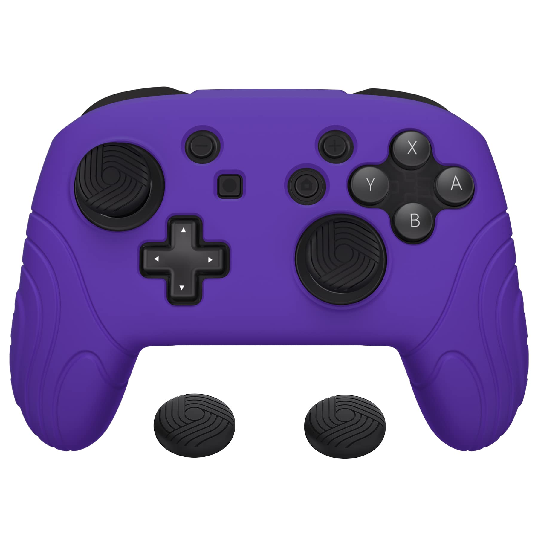 PlayVital Samurai Edition Ergonomic Silicone Skin Protective Case for Nintendo Switch Pro Controller, Soft Anti-Slip Controller Grip Protector for Nintendo Switch Pro with Thumb Grip Caps - Purple