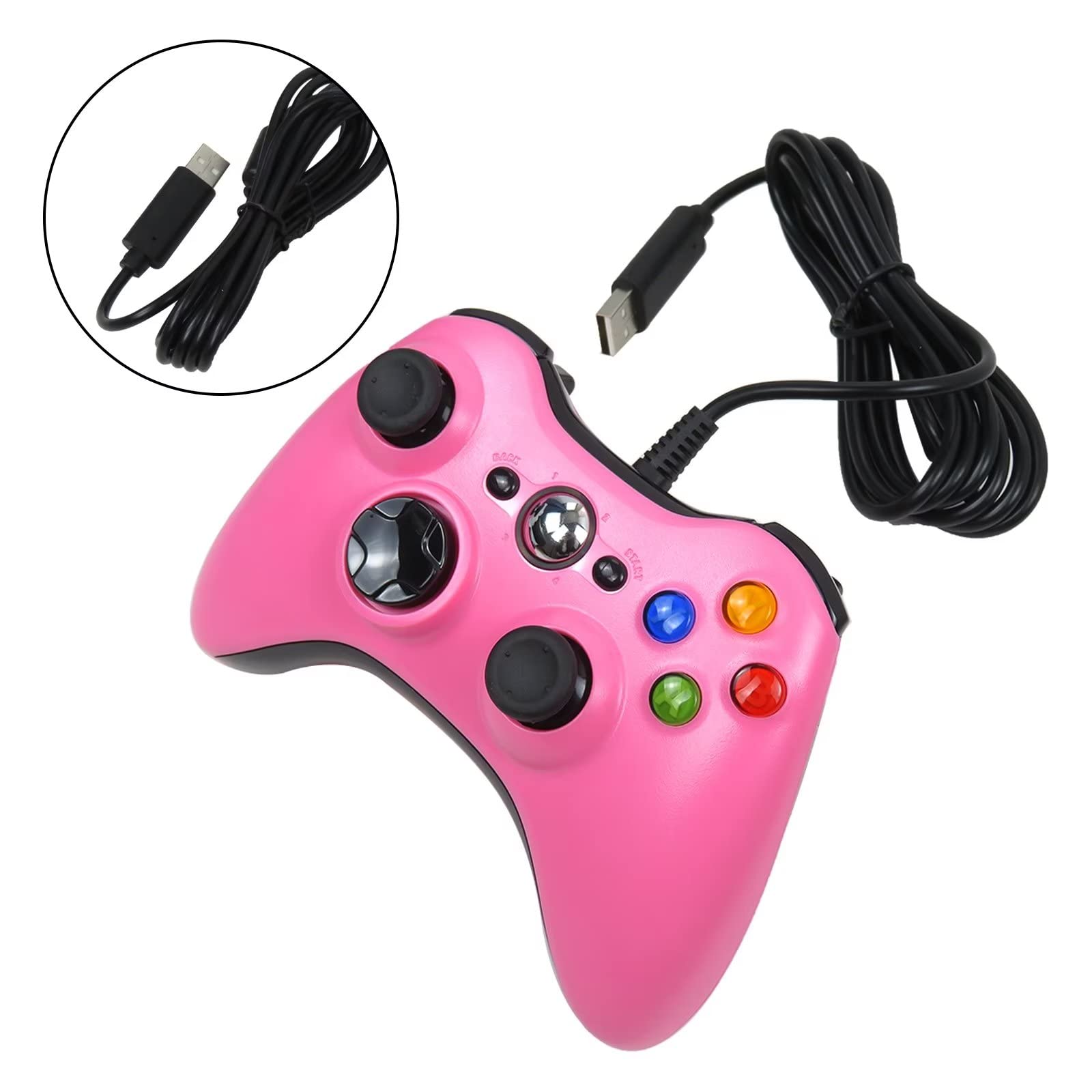 GRABOTE Wired PC Controller for Xbox 360 Game Controller for Steam PC Xbox 360 with Dual-Vibration Fit for Xbox 360 Slim and PC Windows 7,8,10,11 Pink