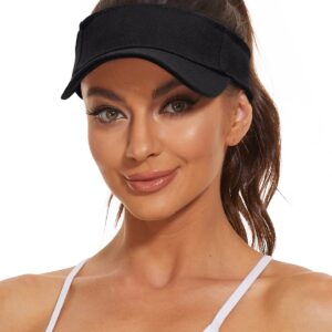 Komorebi Visors for Women Mens Sun Visors with UV Protection Sports Sun Visor Hats Tennis Golf Adjustable Sun Cap 01 Black One Size