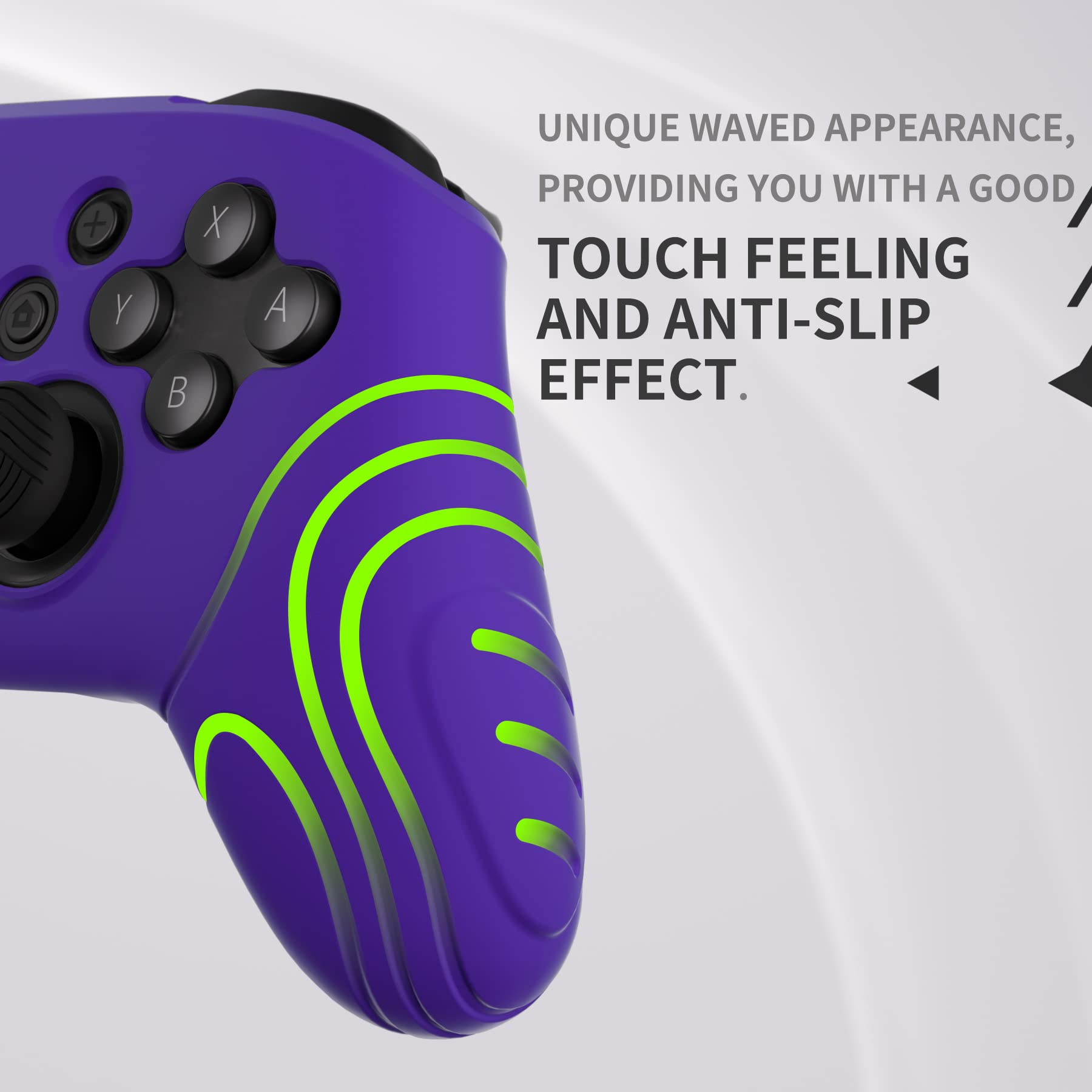 PlayVital Samurai Edition Ergonomic Silicone Skin Protective Case for Nintendo Switch Pro Controller, Soft Anti-Slip Controller Grip Protector for Nintendo Switch Pro with Thumb Grip Caps - Purple