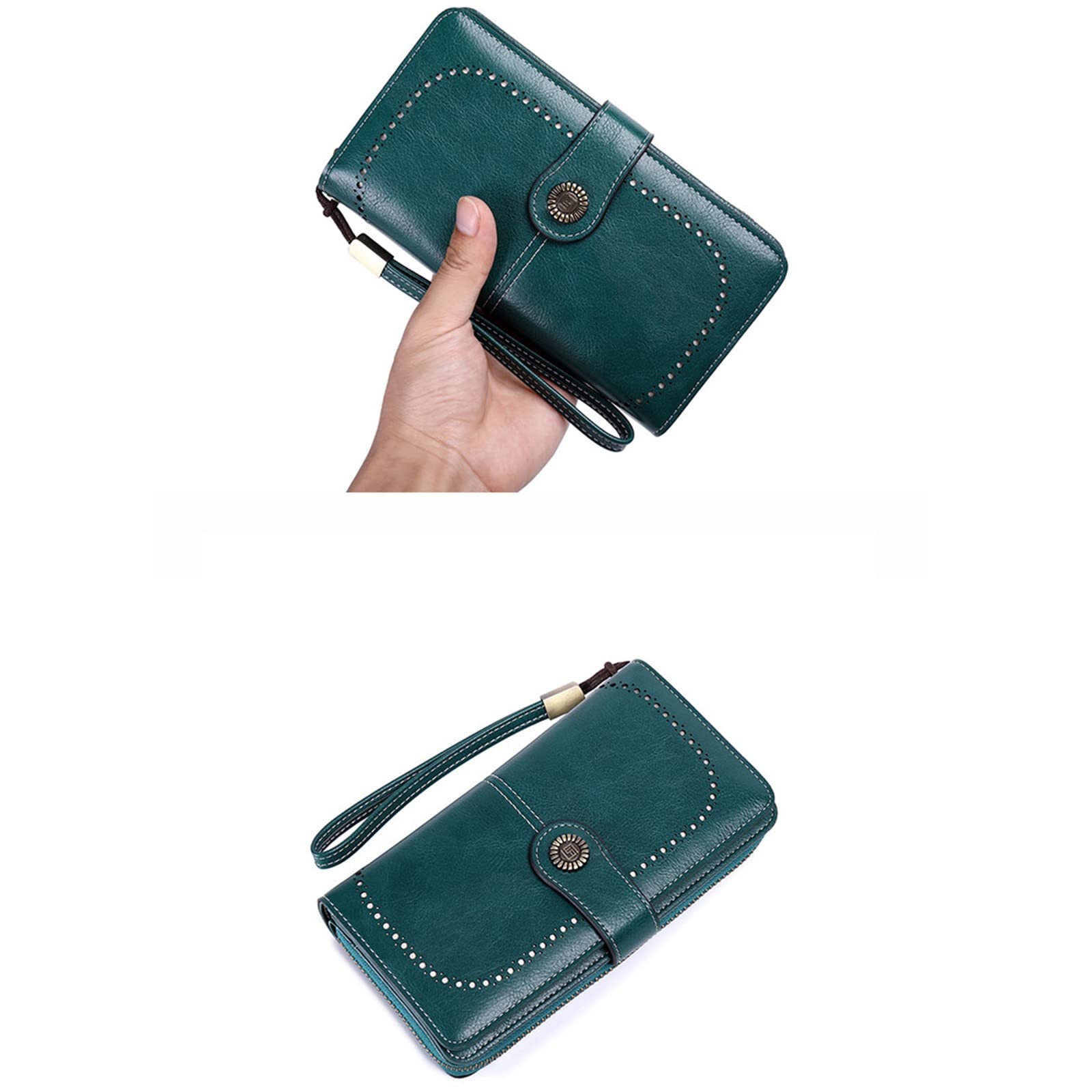 ENVEZ Wallets for Women Fashion Wax Leather Credit Card Wallet With Rfid Blocking Large Capacity Handbag Best Gifts for Girls